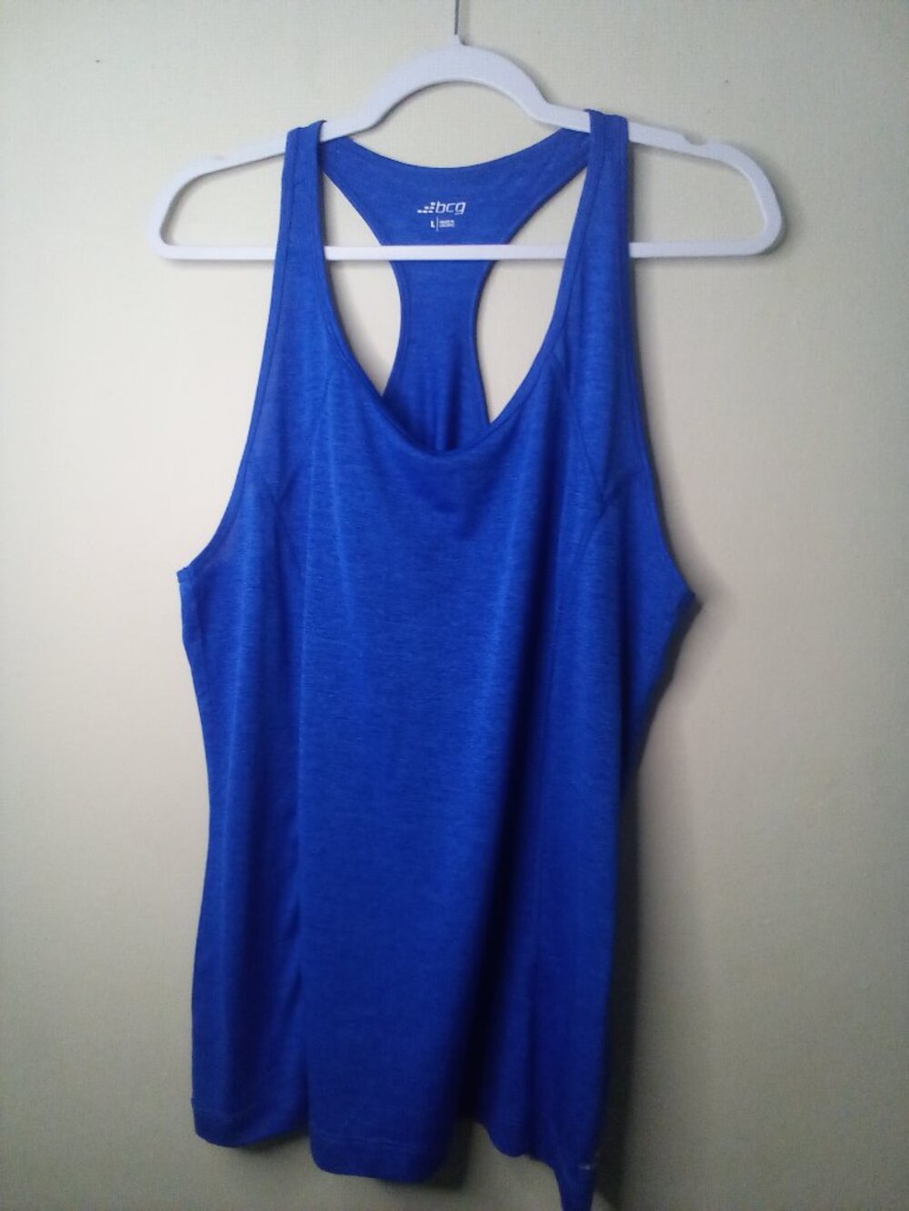 BCG Tank Top Women L Racer Back Sleeveless Active Athletic Blue